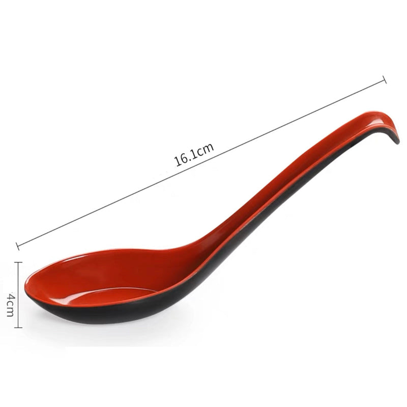 Red and Black Melamine Soup Spoon with Hooked Handle （044R/S600R））