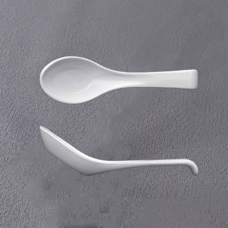 White Melamine Soup Spoon with Hooked Handle （044W））