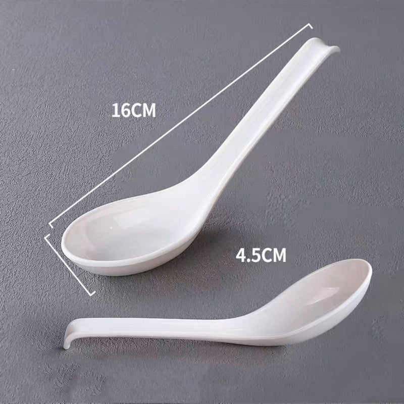 White Melamine Soup Spoon with Hooked Handle （044W））