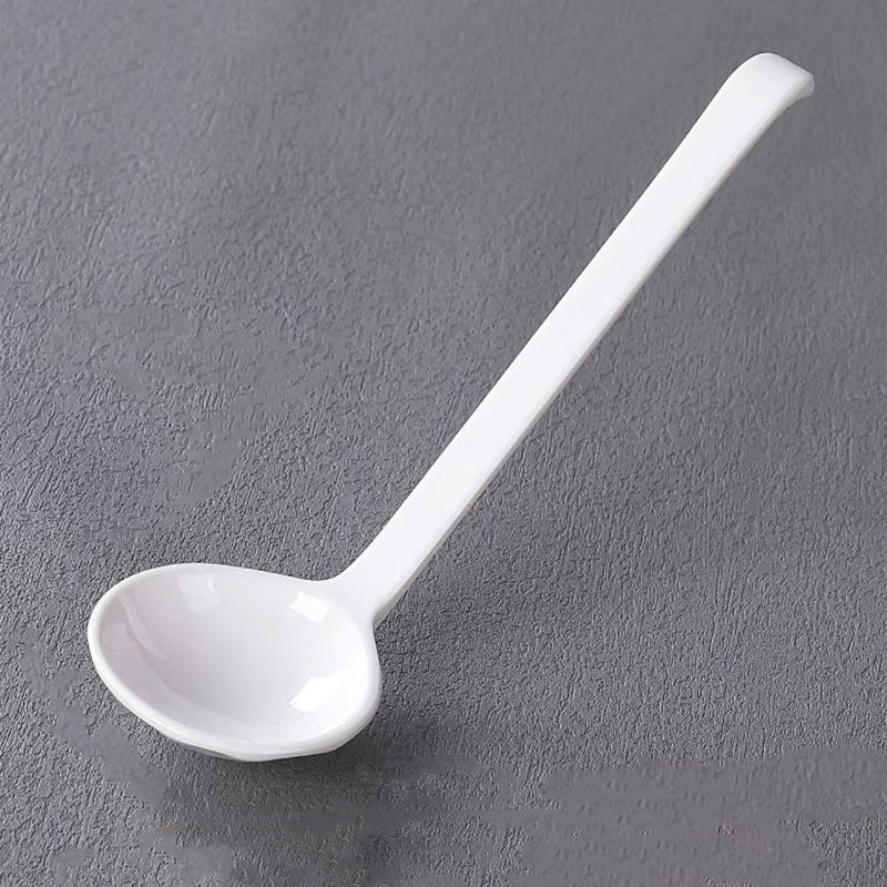 White Melamine Soup Spoon with Long Handle （107-3W）