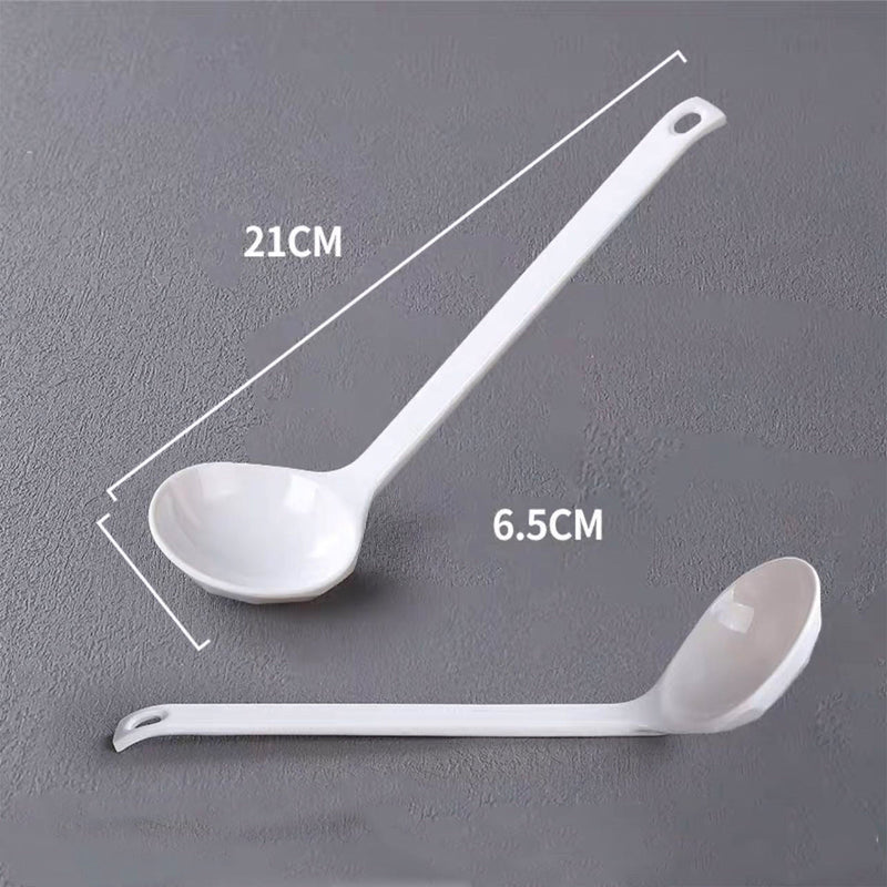 White Melamine Soup Spoon with Long Handle （107-3W）