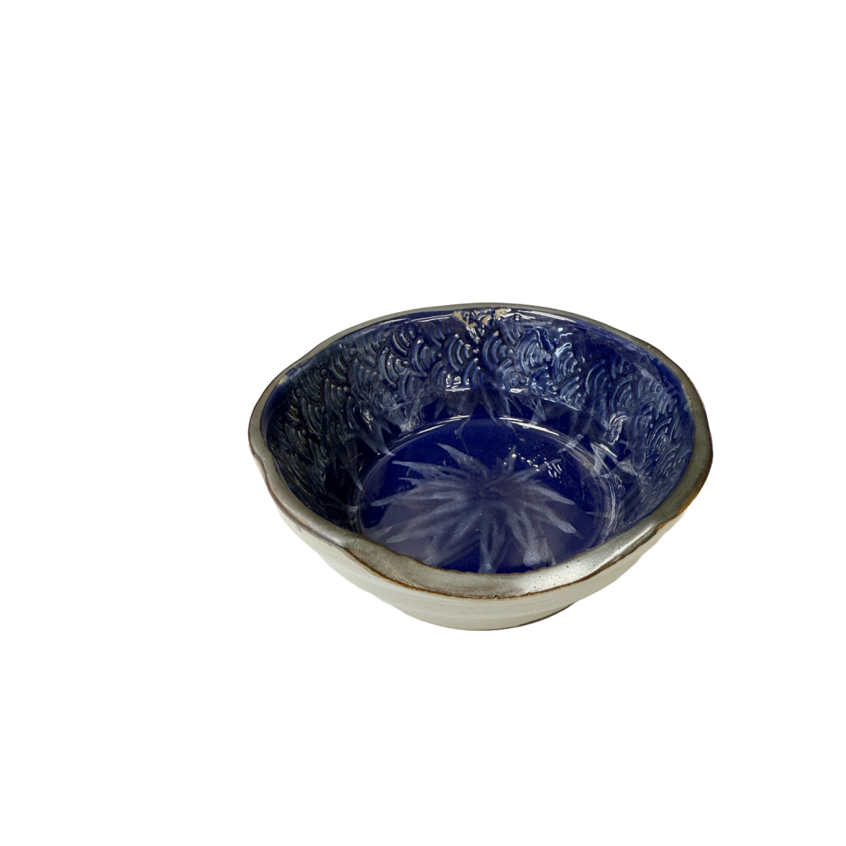 Chefco, 4.75" Dia Ceramic Blue Small Bowl with Sakura & Golden Flake Pattern (BL1205) - Chefcoca