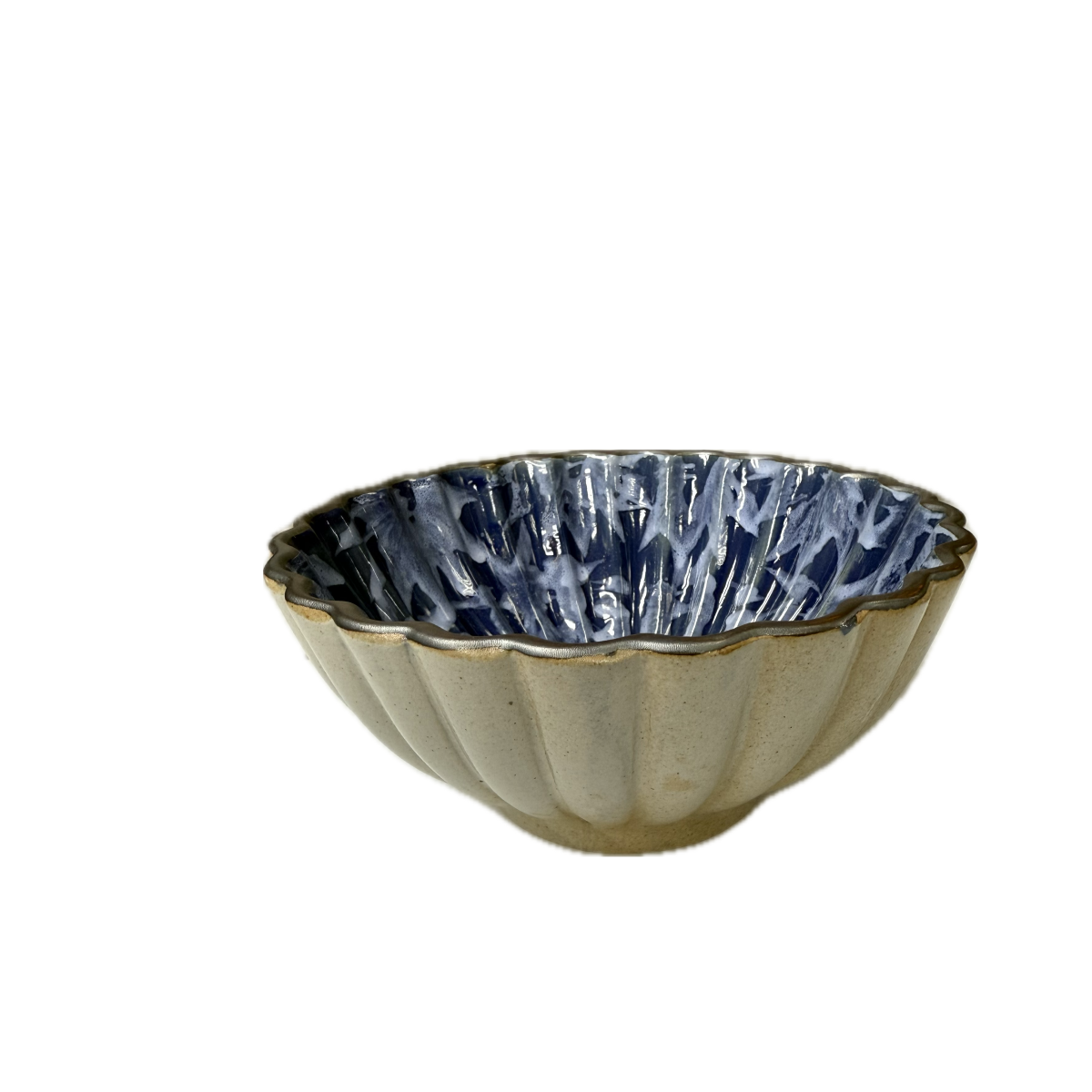 Chefco, 6.5" Dia Ceramic Blue Round Flower Shape Bowl with Sakura & Flake Pattern (BL1708) - Chefcoca