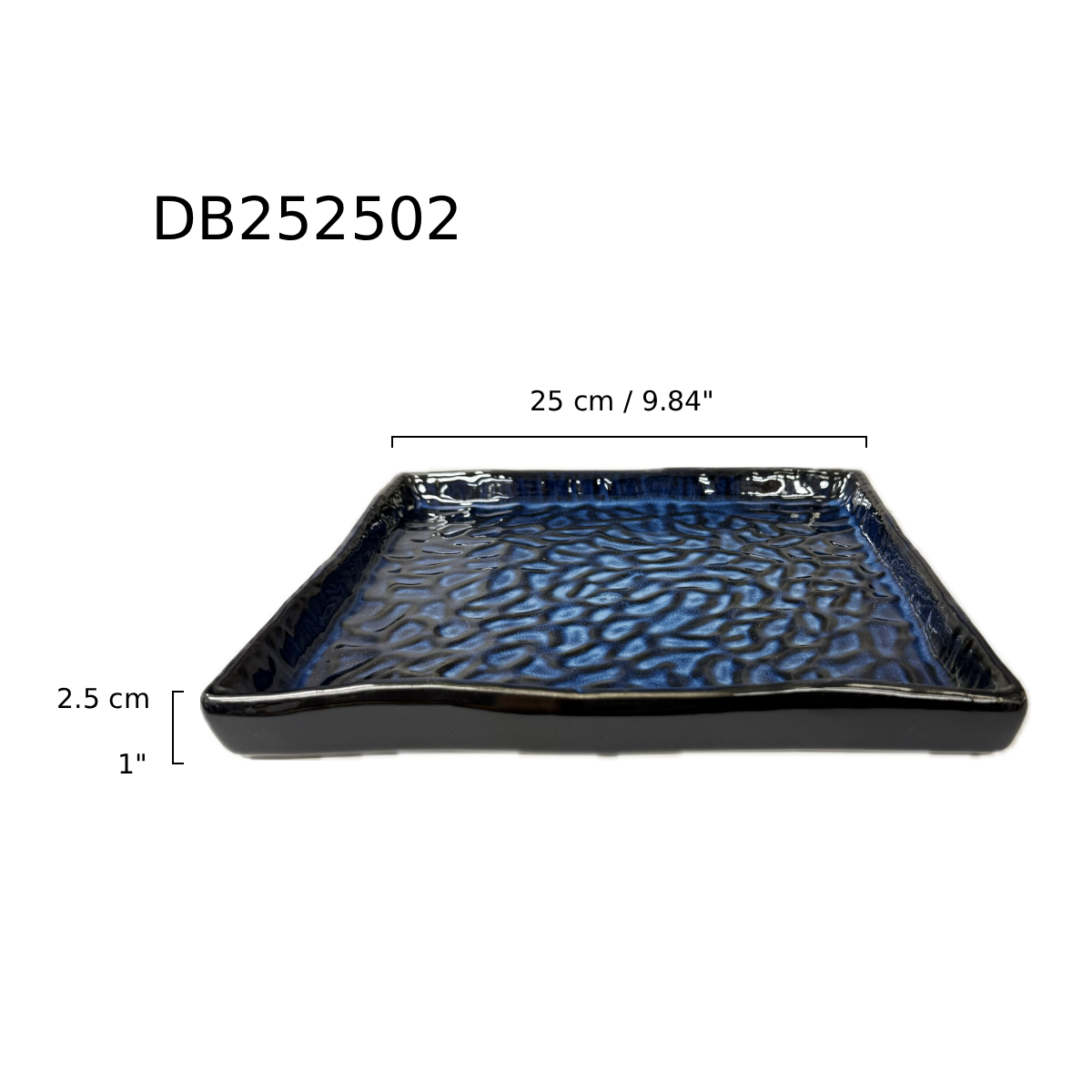 Chefco, 10" Blue Ceramic Square Plate (DB252502) - Chefcoca