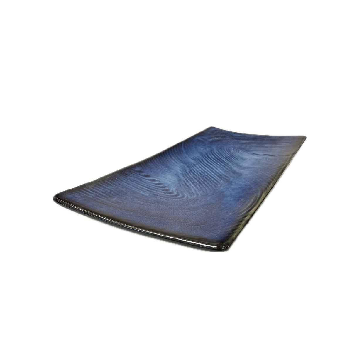 Chefco, 9.5" Dia Ceramic Cat's Eye Blue Rectangular Plate (JS251202) - Chefcoca