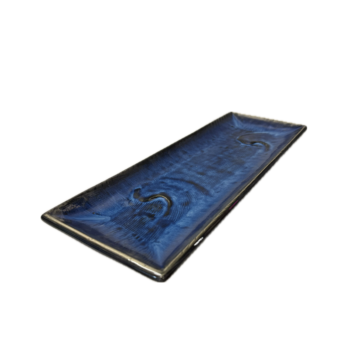 Chefco, 13.25" Blue Rectangular Wave Sushi Plate (JS341203) - Chefcoca