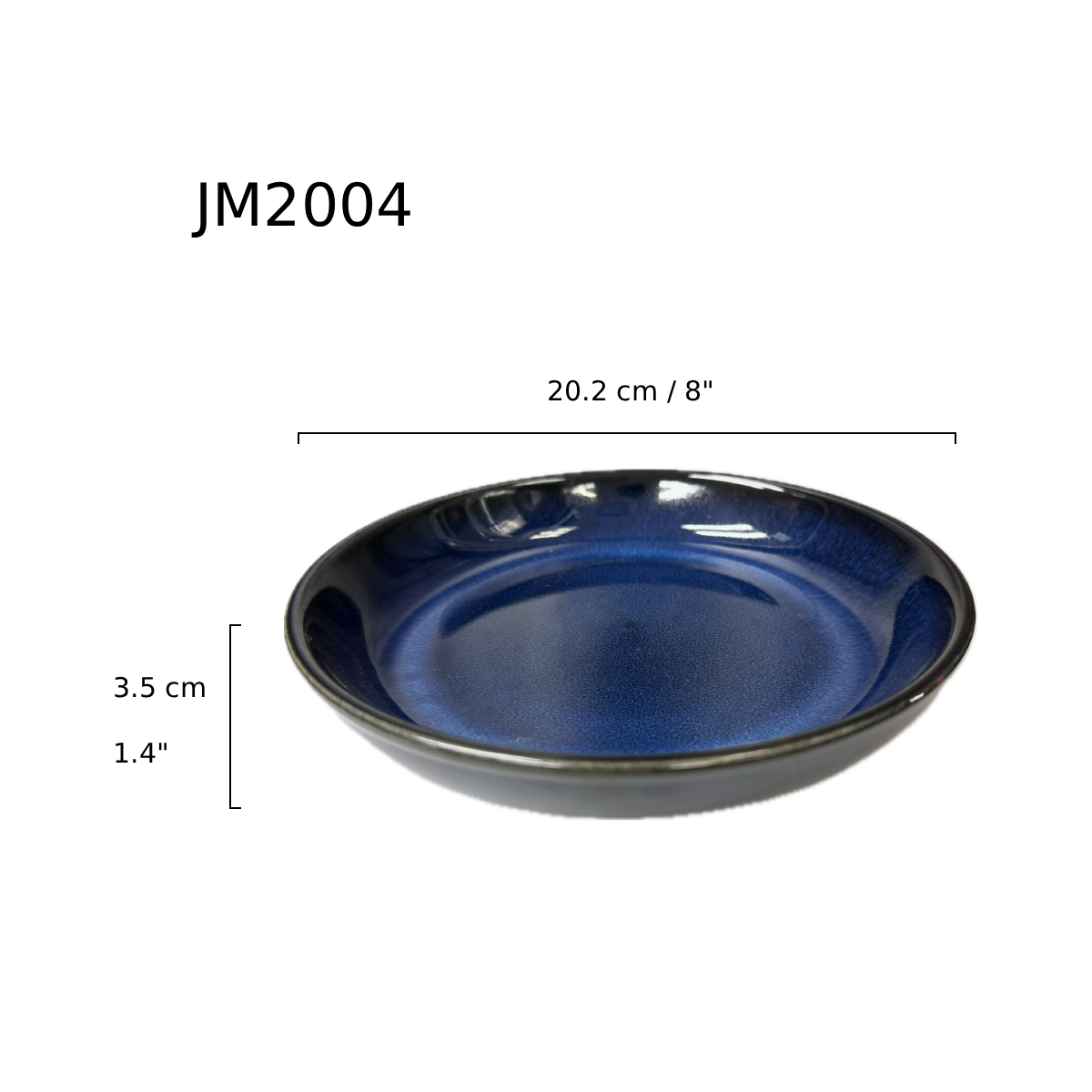 Chefco, 8" Blue Round Plate (JM2004) - Chefcoca