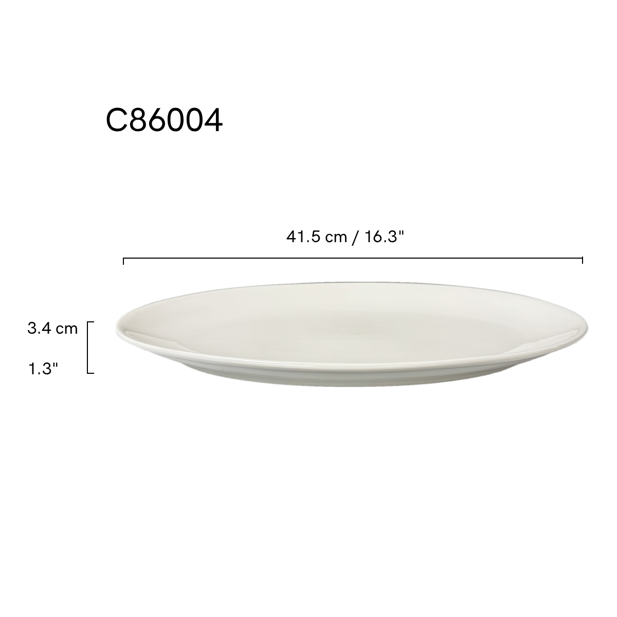 Chefco, 16" Porcelain Oval Plate - Ceramic, White (C86004)
