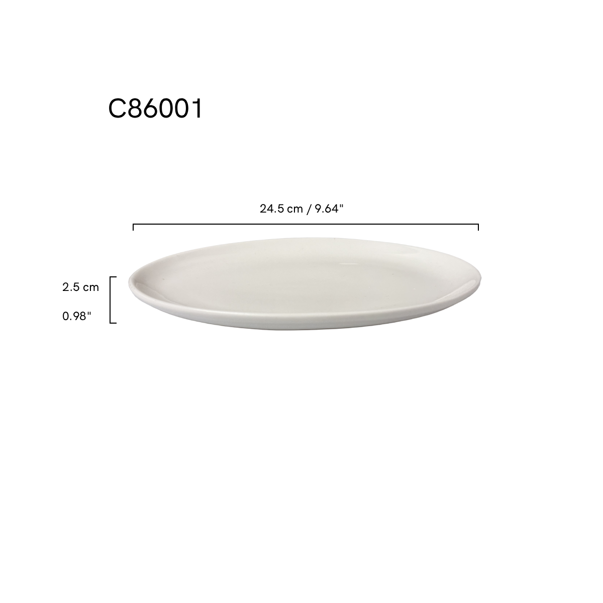 Chefco, 14" Porcelain Oval Plate -Ceramic, White (C86001)