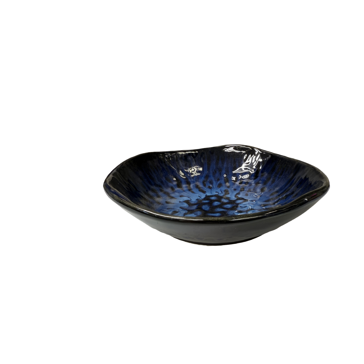 Chefco, 9.5" Dia Ceramic Cat's Eye Blue Embossed Round Bowl (DB2406)