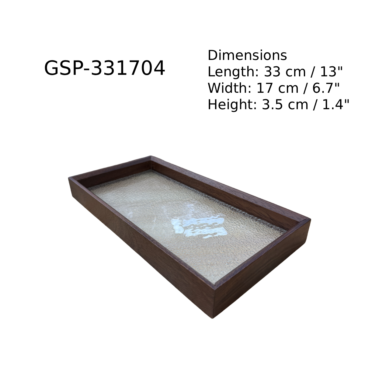 Chefco, Rectangular Glass Serving Plate with Wooden Frame (GSP-331704) - Chefcoca