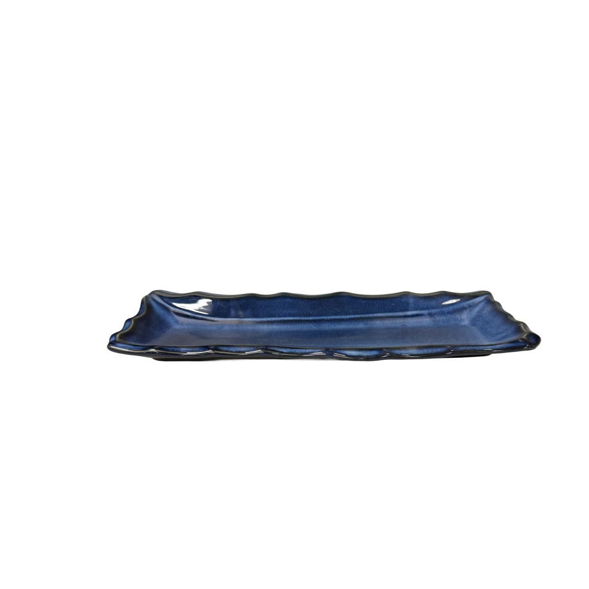 Chefco, 13" Ceramic Cat's Eye Blue Rectangular Plate (JS341303)