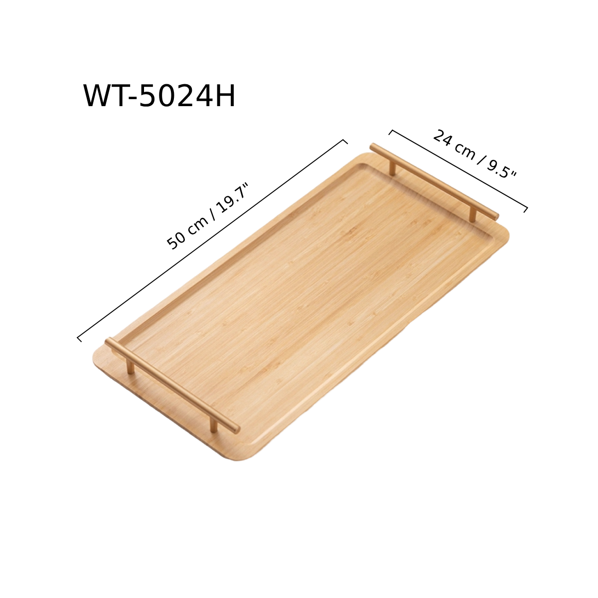 Chefco, Wooden Tray with Double Handle, 50cmx24cm (WT-5024H)