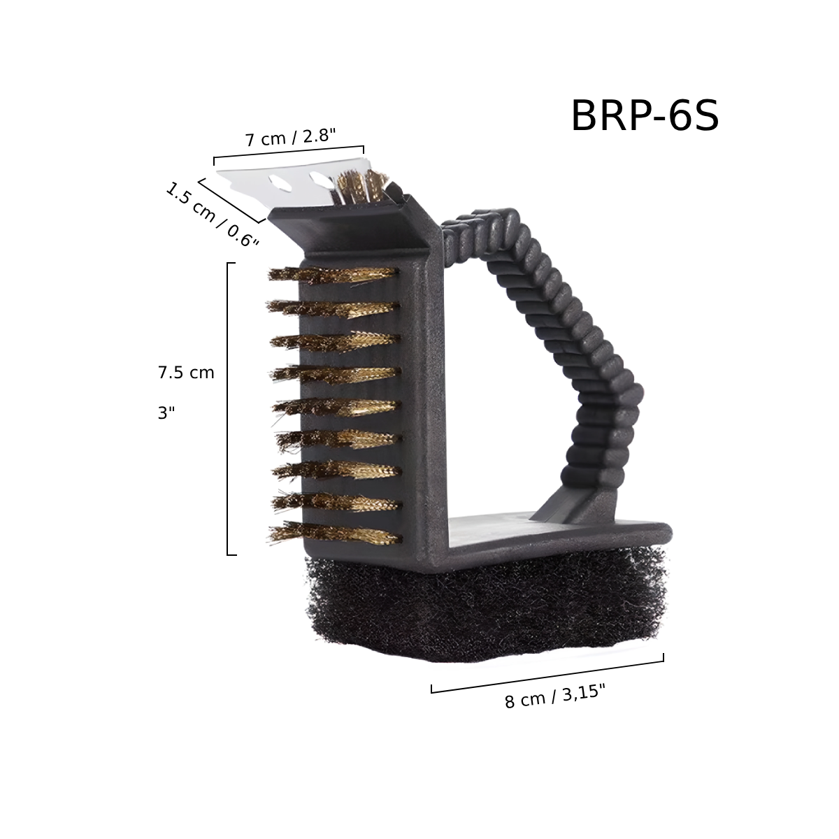 3 in 1 Oven & Grill / BBQ Brush, 6" Long, Steel Bristles (BRP-6S) - Chefcoca