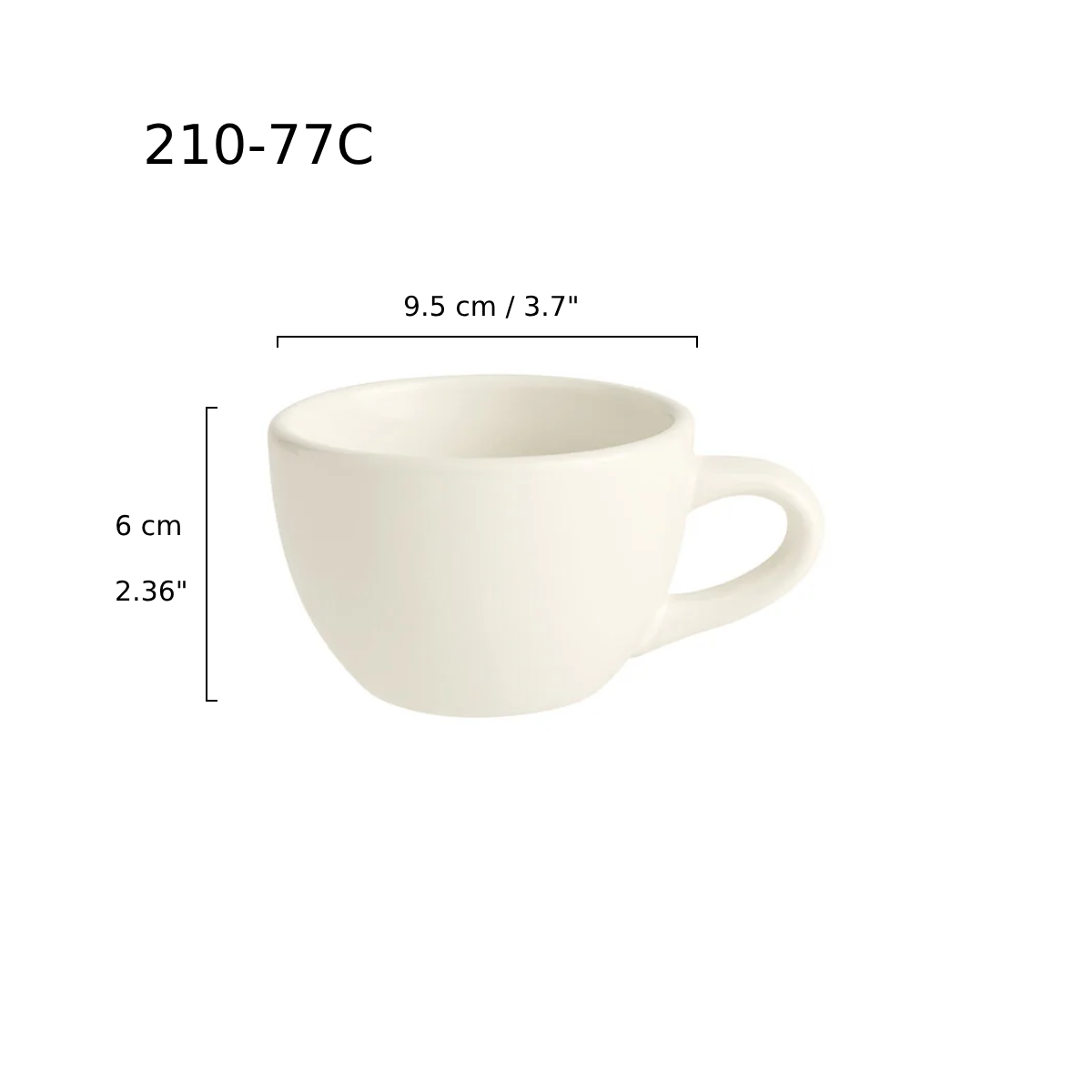 Cameo, 3-3/4" Dia White Ceramic Round Dynasty Cappuccino Cup, 205cc, 2-3/8" High- Ceramic, White (210-77C)