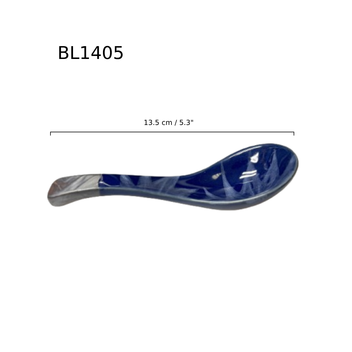 Chefco, 5.5" Long Ceramic Blue Spoon with Sakura & Golden Flake Pattern (BL1405) - Chefcoca