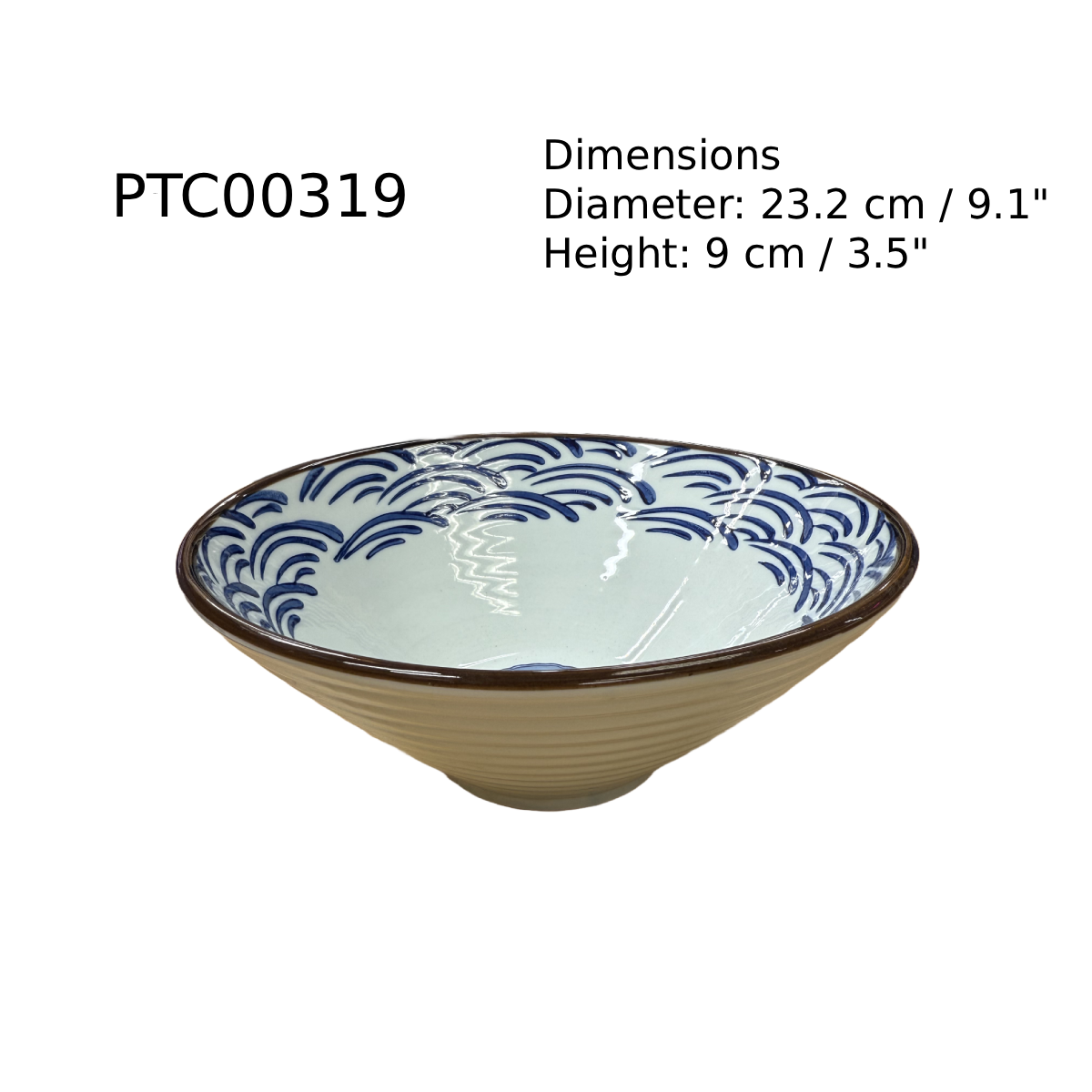 Chefco, 9" "Water Ripples" Print Ceramic Bowl (PTC00319) - Chefcoca