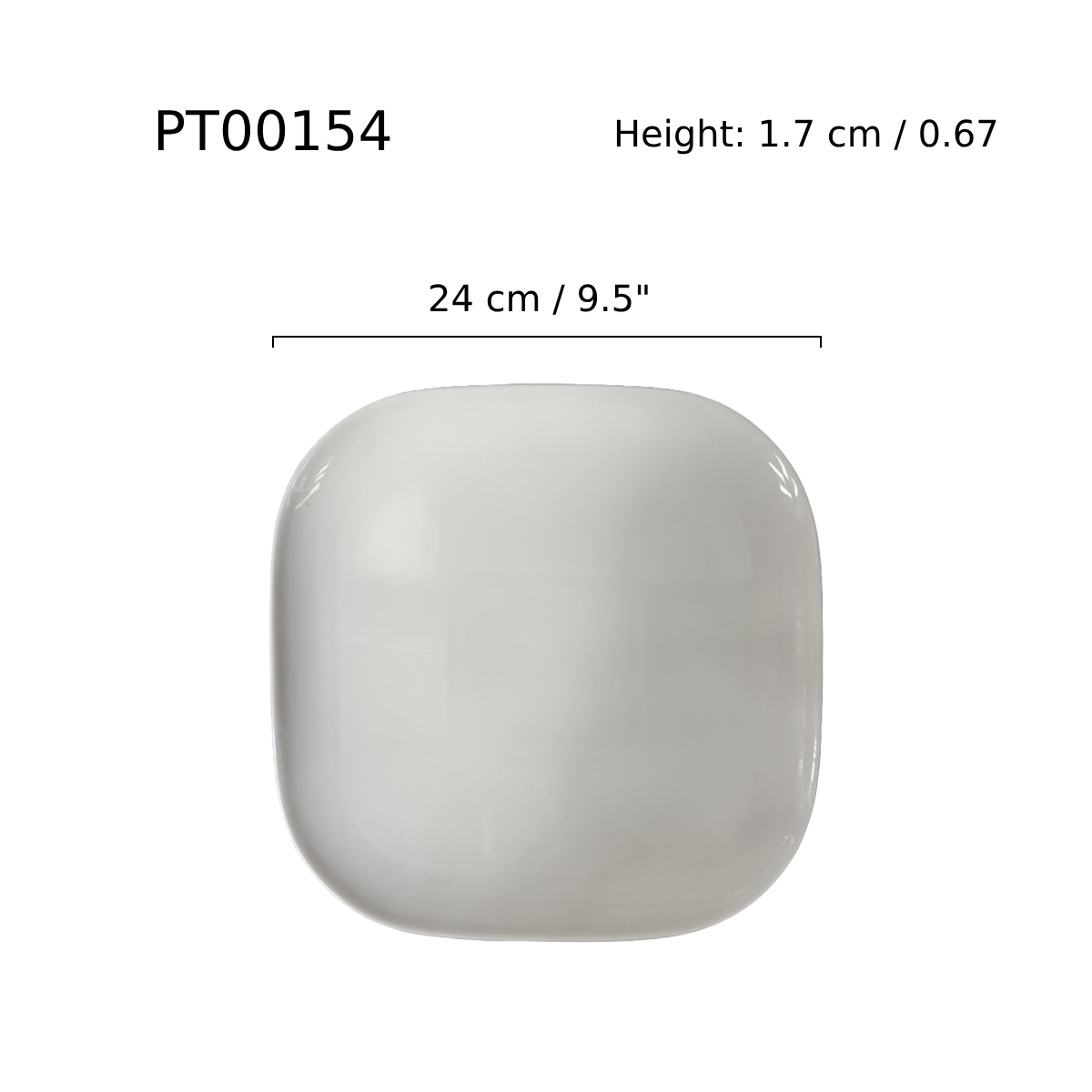 Chefco,  10" White Flat Square Plate - White Ceramic (PT00154) - Chefcoca