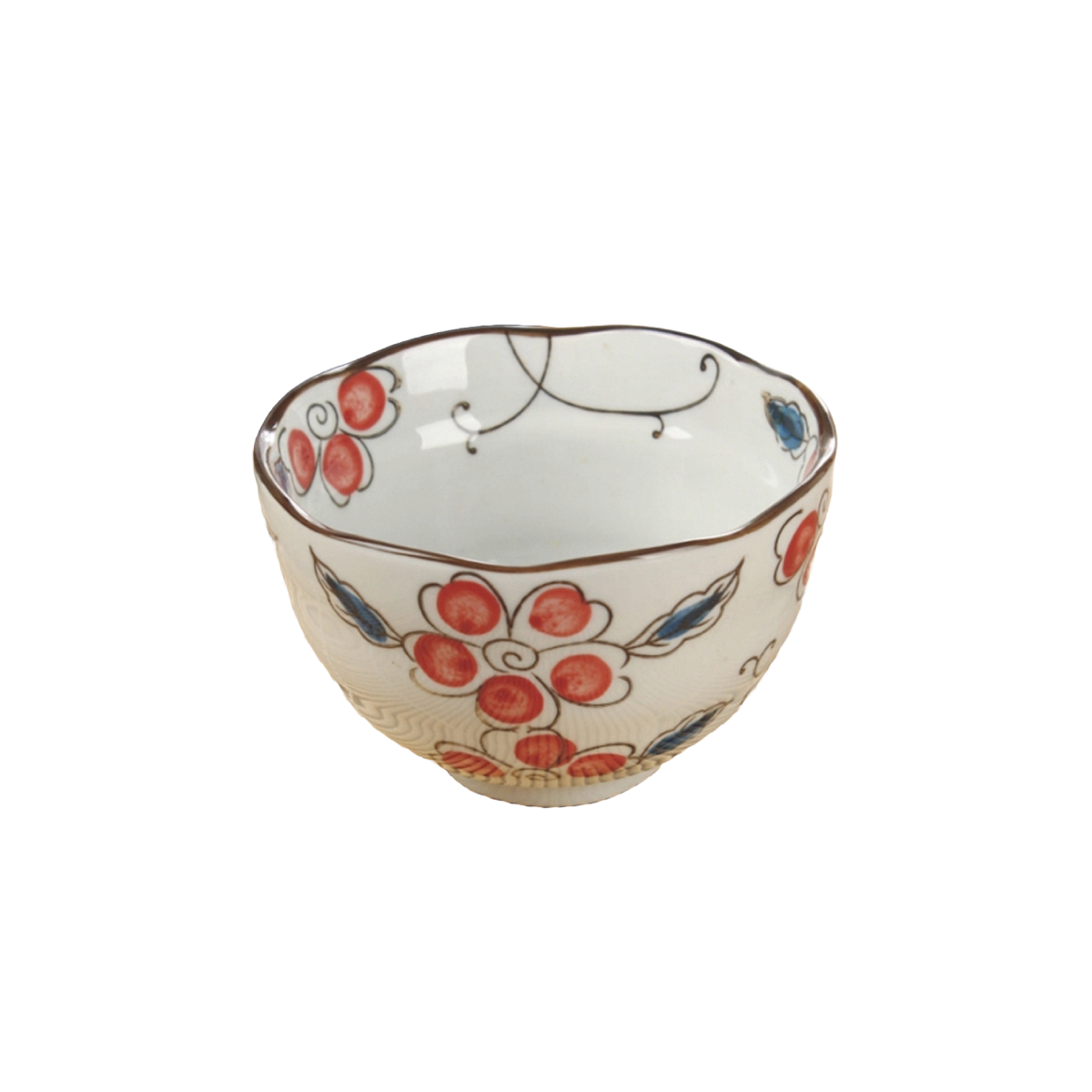 Chefco, 5" Dia Ceramic White Bowl with Red Flowers Pattern (PTC00306) - Chefcoca