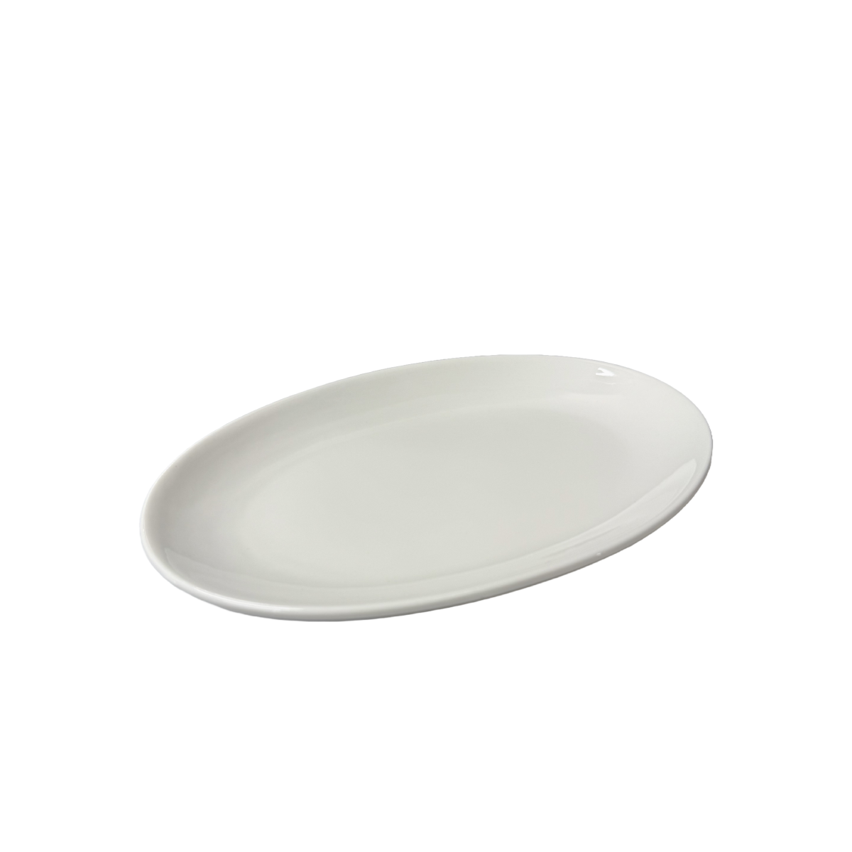 12" White Oval Coupe Plate, Cameo - Ceramic, White (1203A)