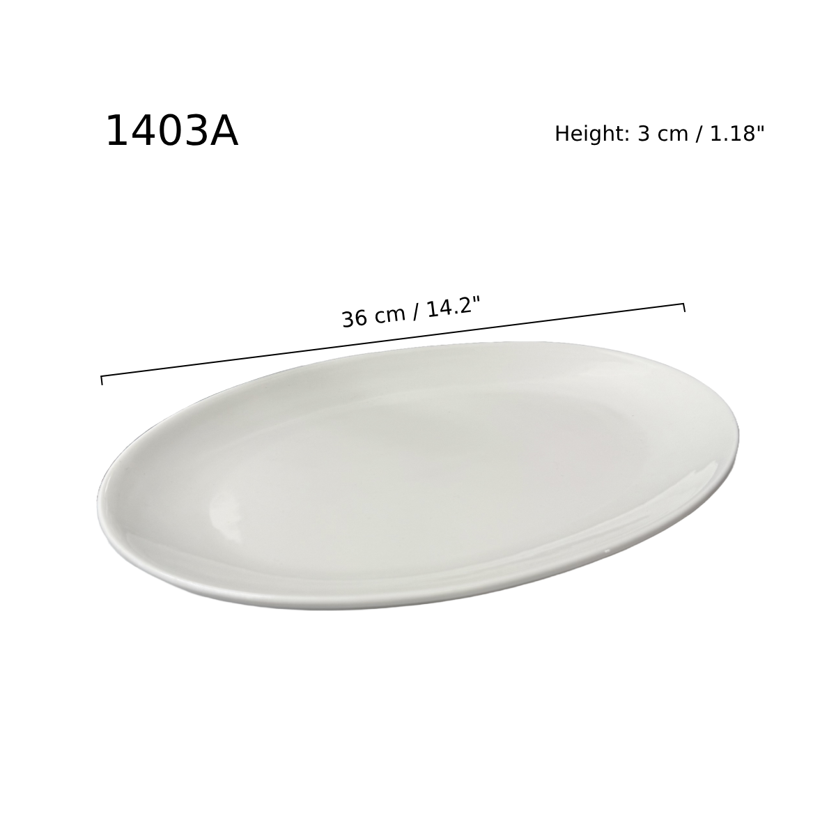 14" White Oval Coupe Plate, Cameo - Ceramic, White (1403A)