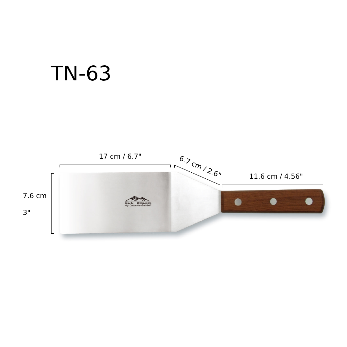 Sub-equip, 6x3" Turner, with Rosewood Handle (TN-63) - Chefcoca