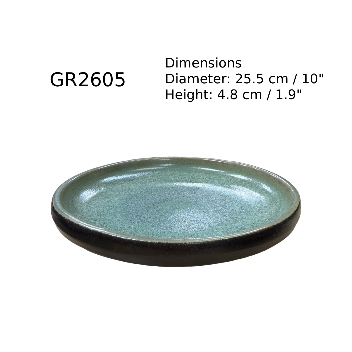 Chefco, 10" Dia Ceramic Green Round Plate (GR2605) - Chefcoca