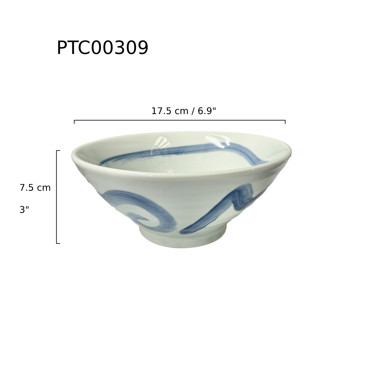 Chefco, 7" Blue Ribbed Bowl (PTC00309) - Chefcoca