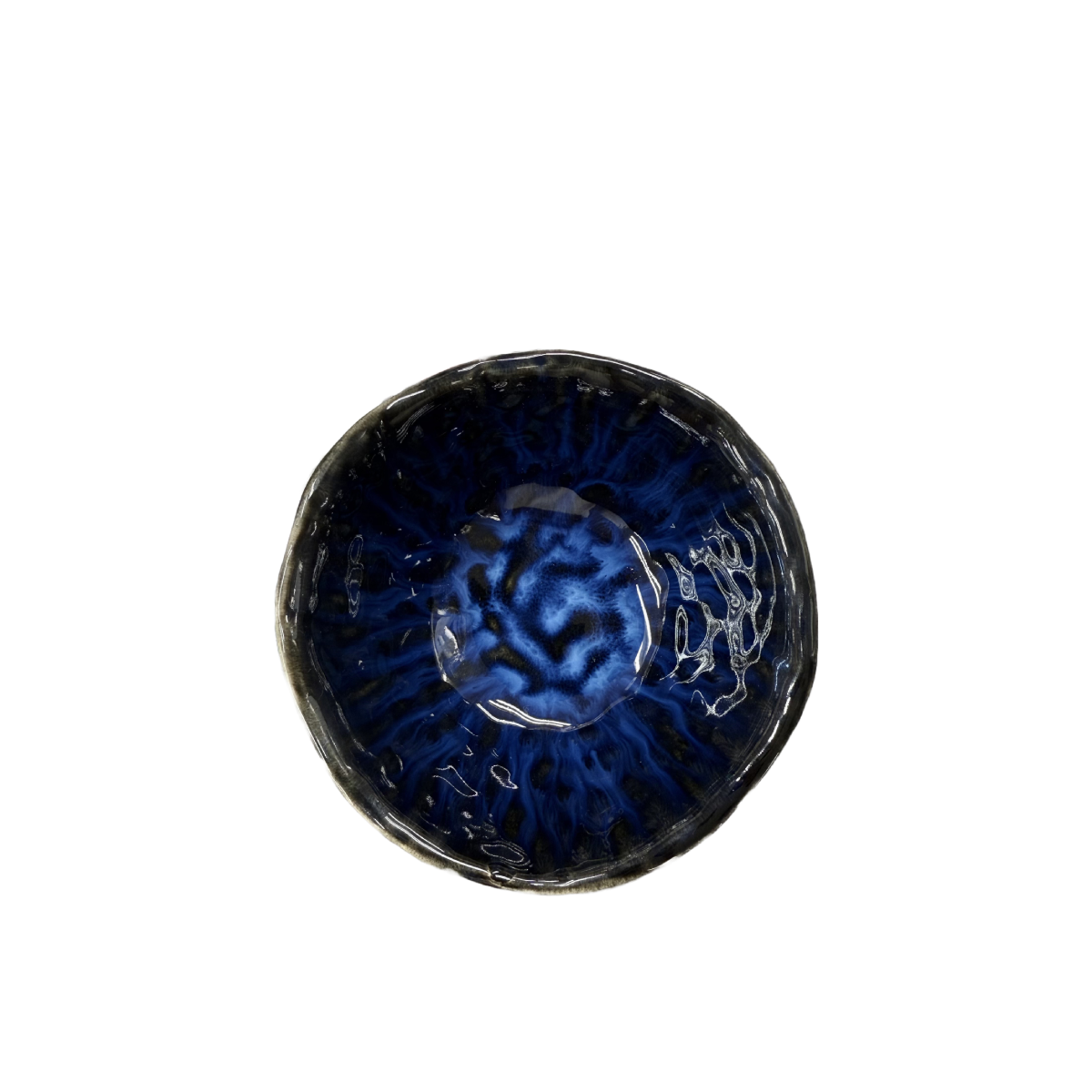 Chefco, 4.5" Dia Ceramic Cat's Eye Blue Embossed Round Bowl (DB1205) - Chefcoca