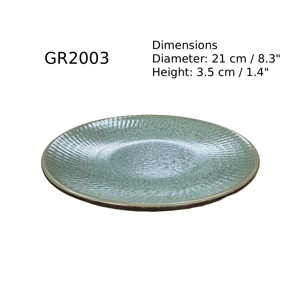 Chefco, 8" Dia Ceramic Green Round Plate (GR2003) - Chefcoca
