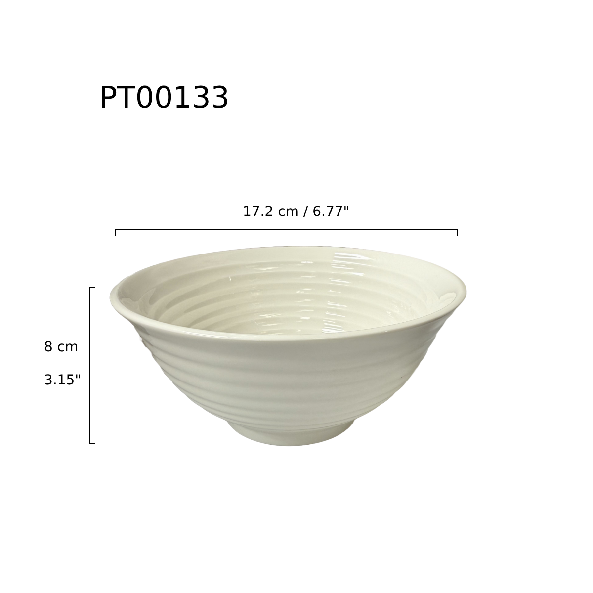 Chefco, 7.5" Porcelain Round Ramen Bowl - Ceramic, White(PT00133) - Chefcoca