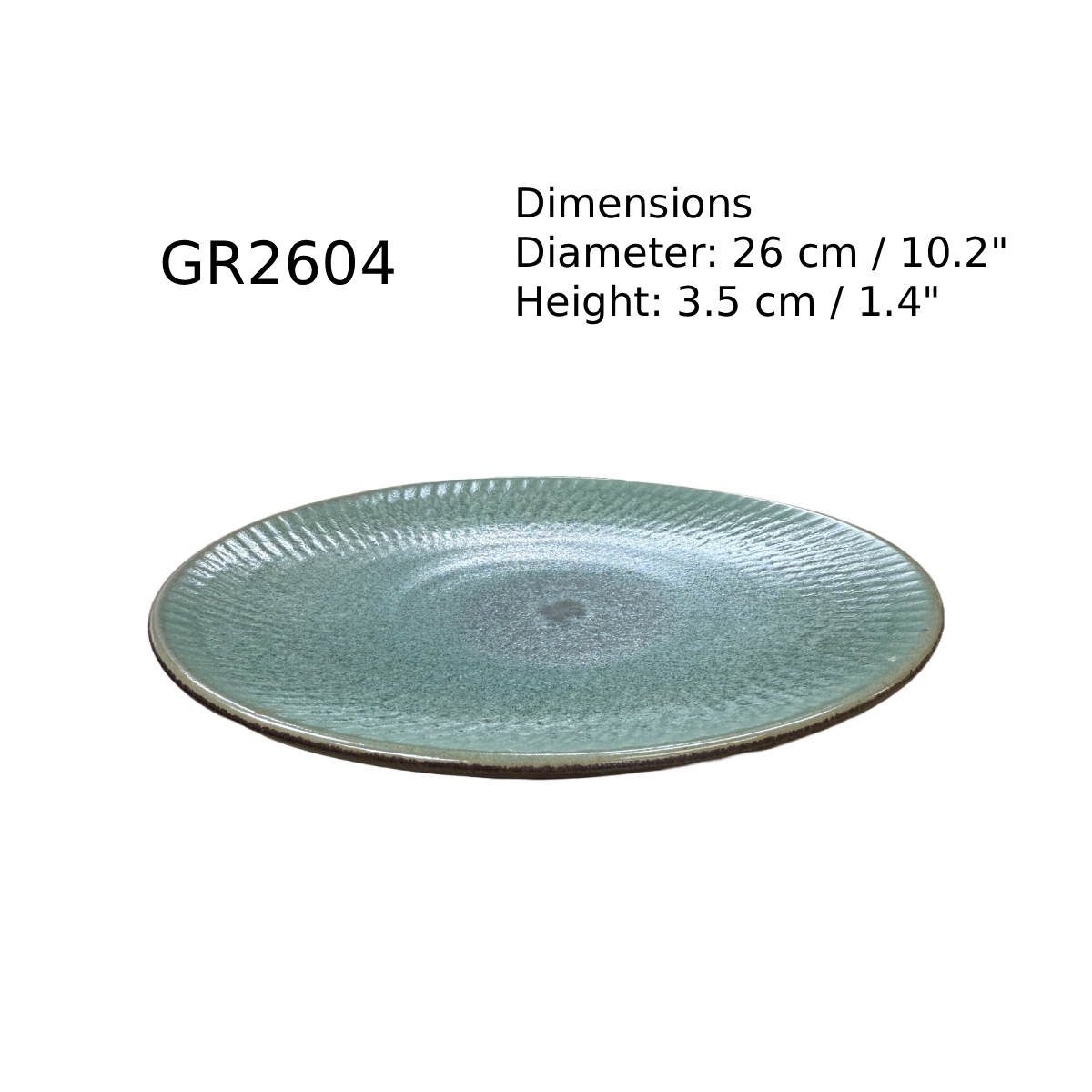 Chefco, 10 1/4" Ceramic Green Round Plate (GR2604) - Chefcoca