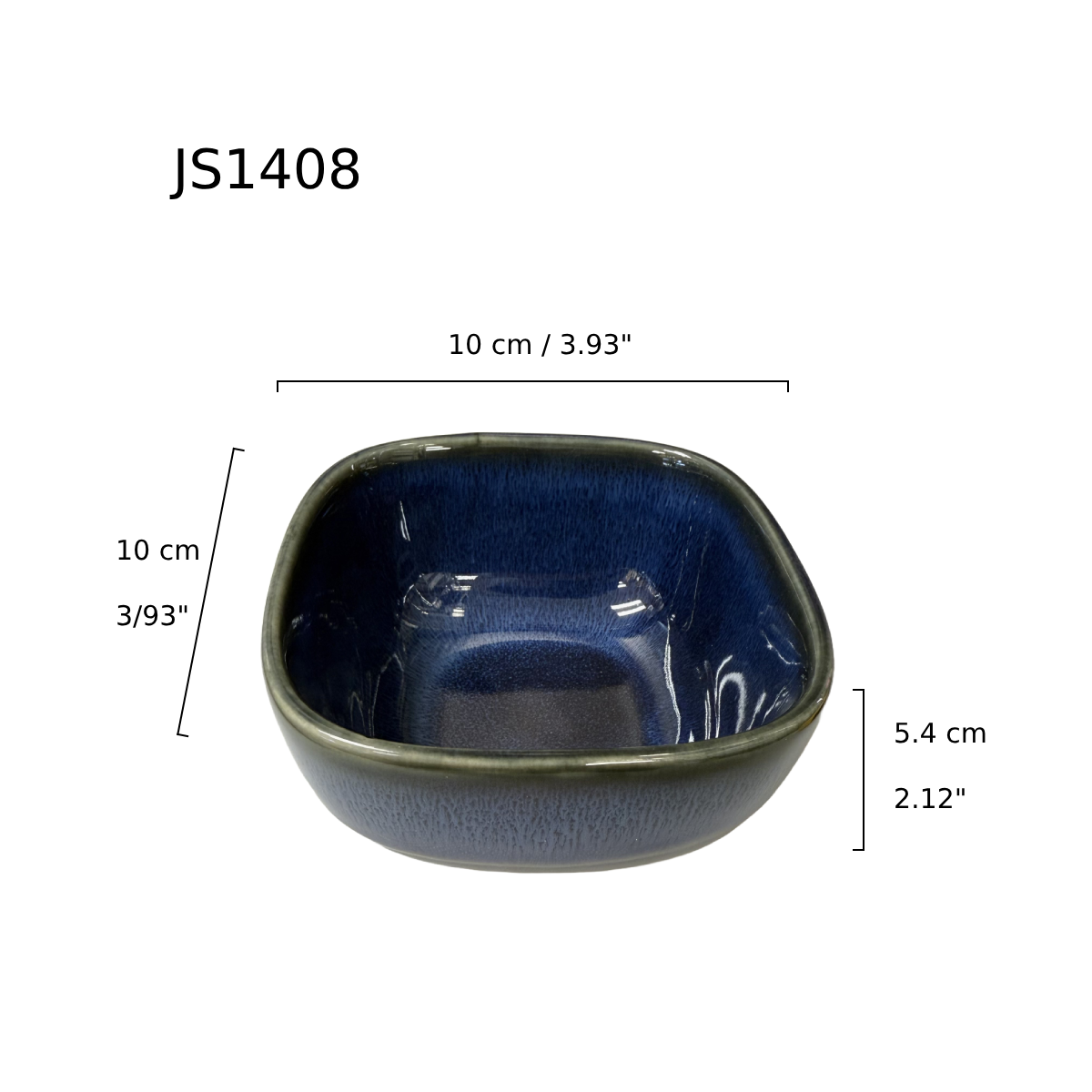 Chefco, 4" Dia Ceramic Cat's Eye Blue Square Small Bowl (DB101003) - Chefcoca