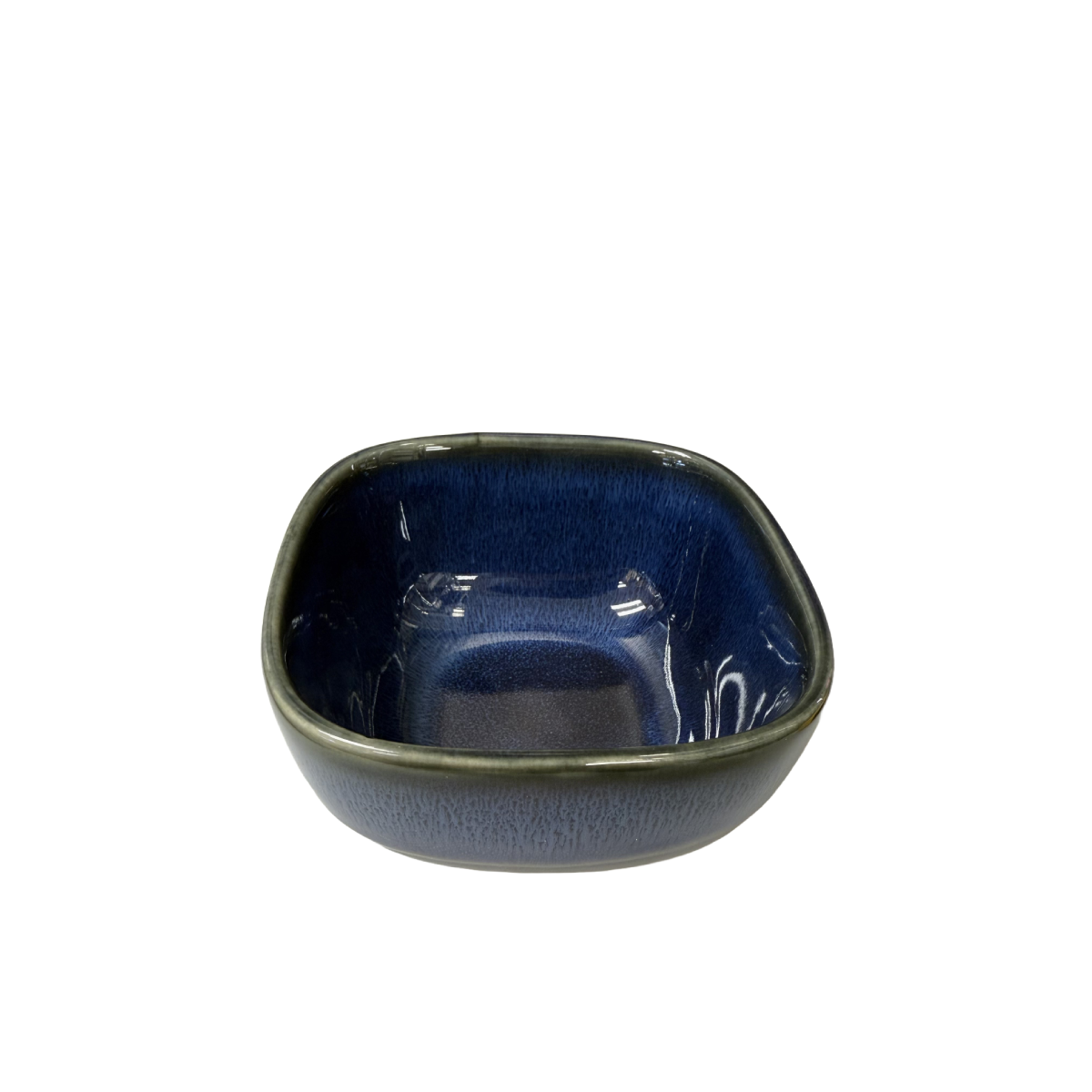 Chefco, 4" Dia Ceramic Cat's Eye Blue Square Small Bowl (DB101003) - Chefcoca
