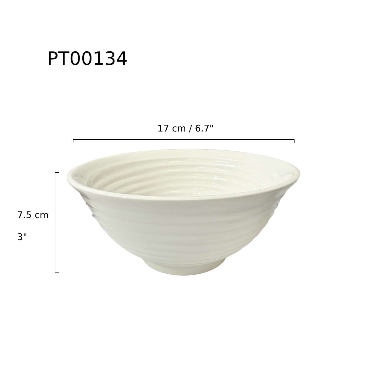Chefco, 7" Porcelain Round Ramen Bowl- Ceramic, White (PT00134) - Chefcoca