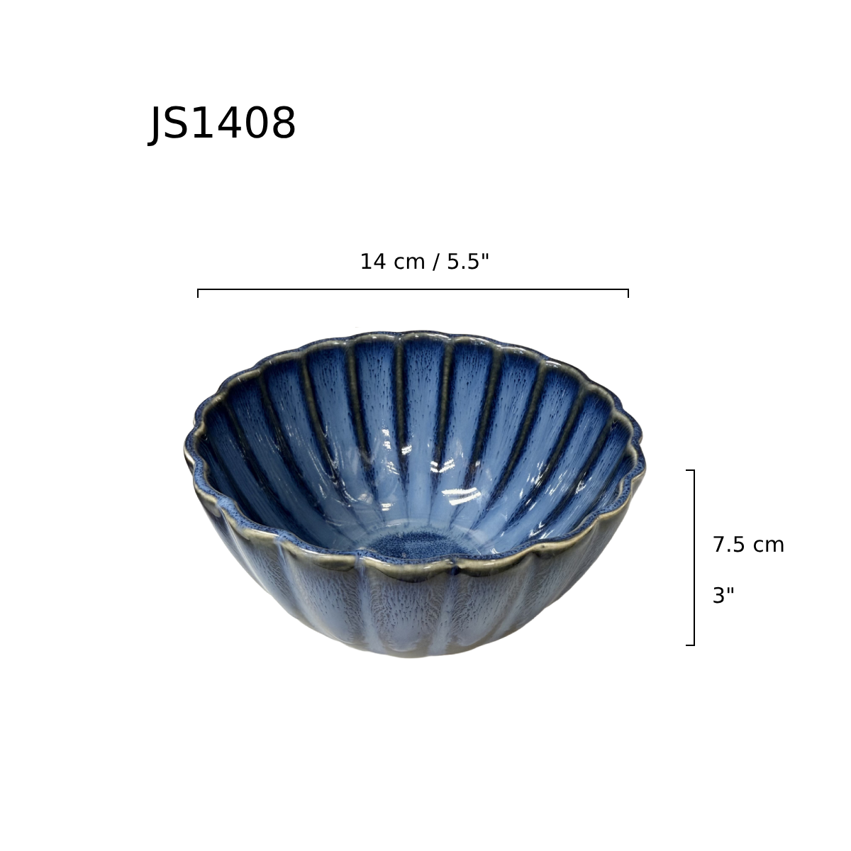 Chefco, 5.5" Dia Ceramic Dark Blue Kiln Flower-shaped Bowl (JS1408) - Chefcoca
