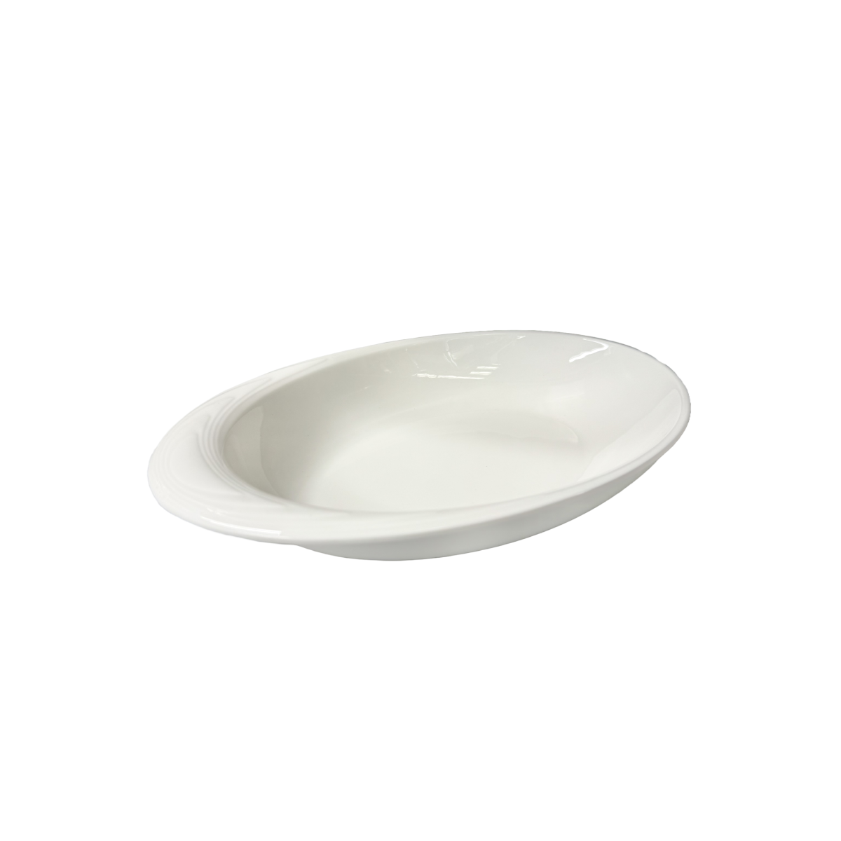 12" Porcelain Oval Bowl- Ceramic, White (PT00106)