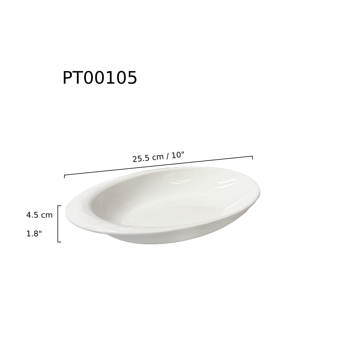Chefco, 10" Porcelain Oval Bowl- Ceramic, White (PT00105) - Chefcoca
