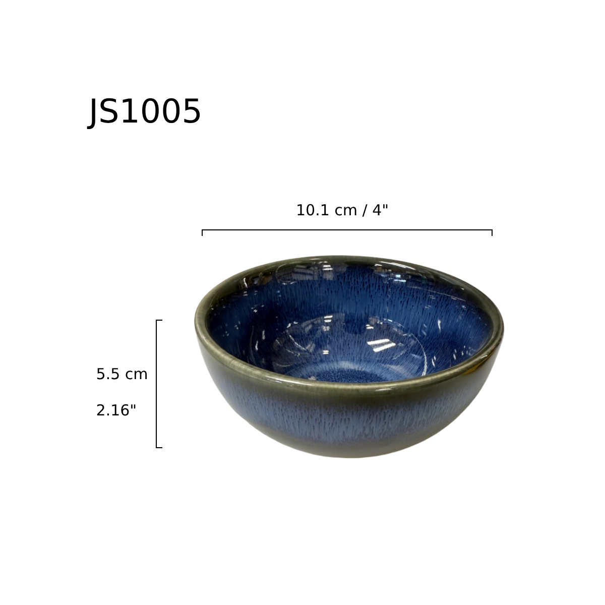 Chefco, 4" Dia Ceramic Cat's Eye Blue Round Bowl (JS1005) - Chefcoca