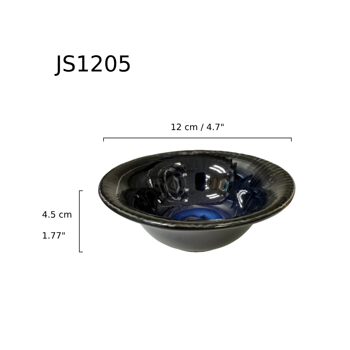 Chefco, 4 3/4" Dark Blue Kiln Round Wide-mounted Bowl (JS1205) - Chefcoca