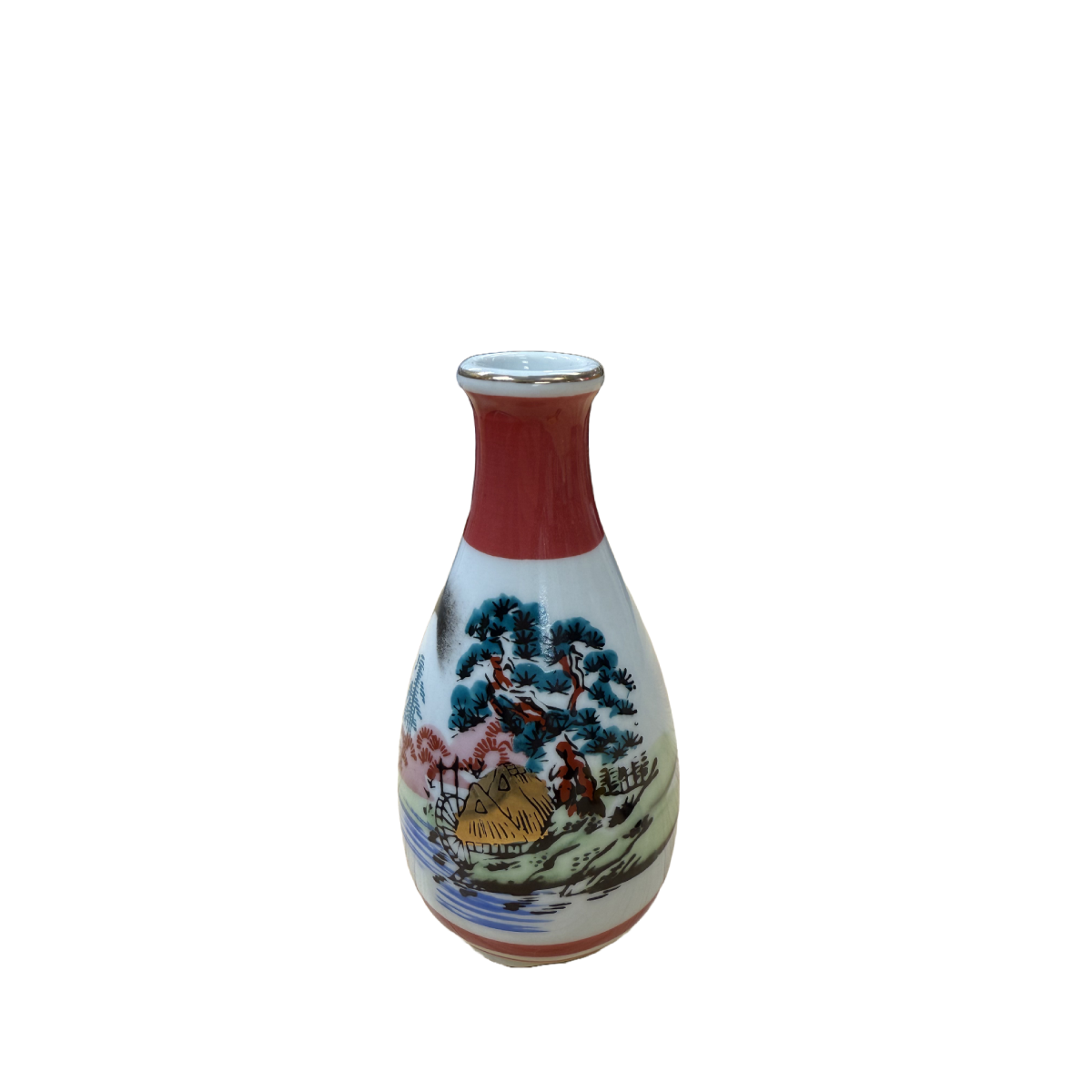Chefco, 14.7 cm High White Ceramic Sake Bottle with Pine Pattern (PTC00301) - Chefcoca