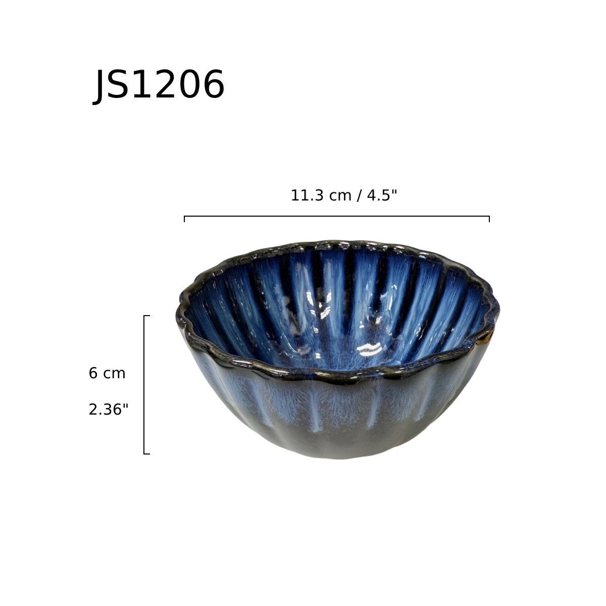 Chefco, 4.5" Dia Ceramic Dark Blue Kiln Flower-shaped Bowl (JS1206) - Chefcoca