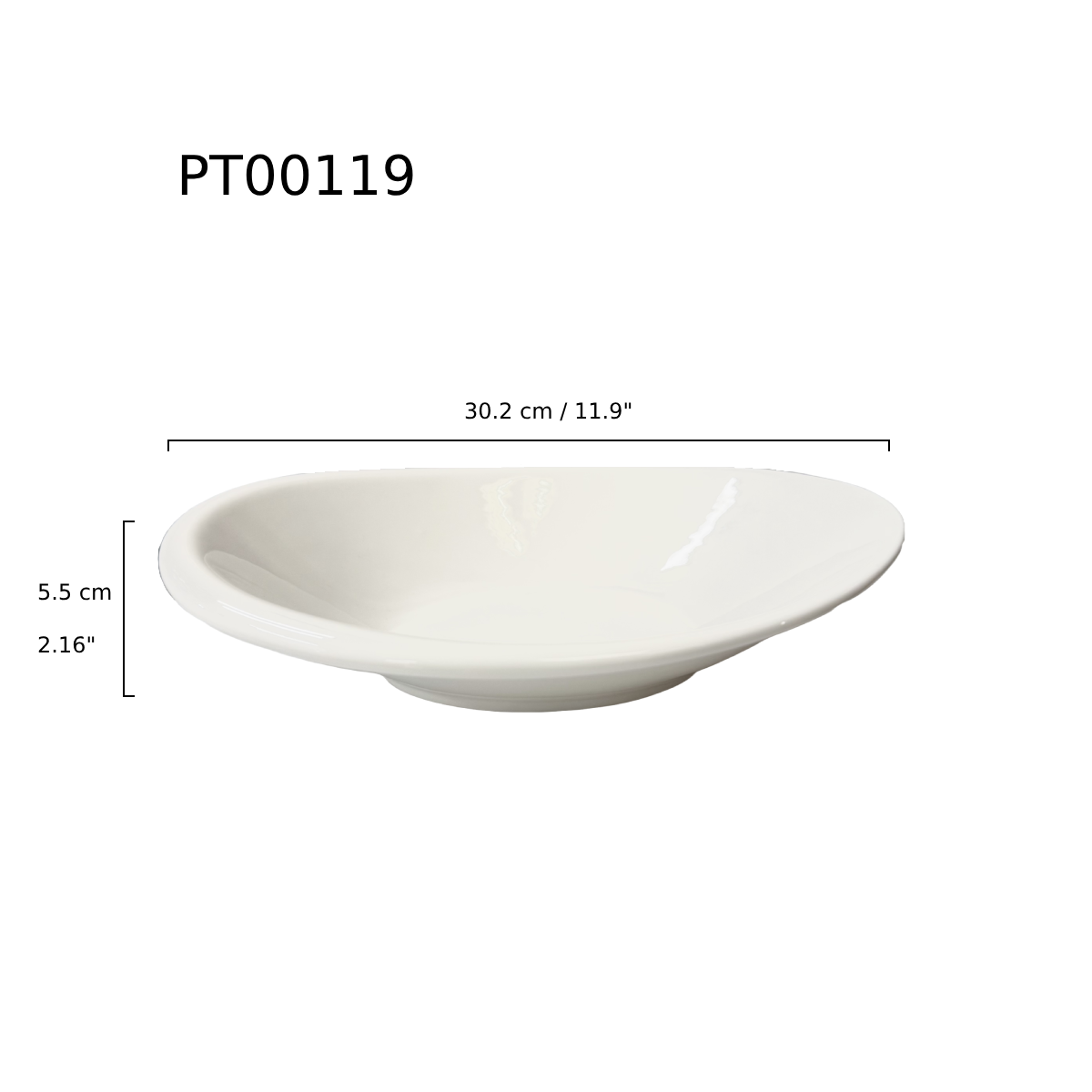 Chefco, 12" Porcelain Egg-Shaped Bowl - Ceramic, White (PT00119) - Chefcoca