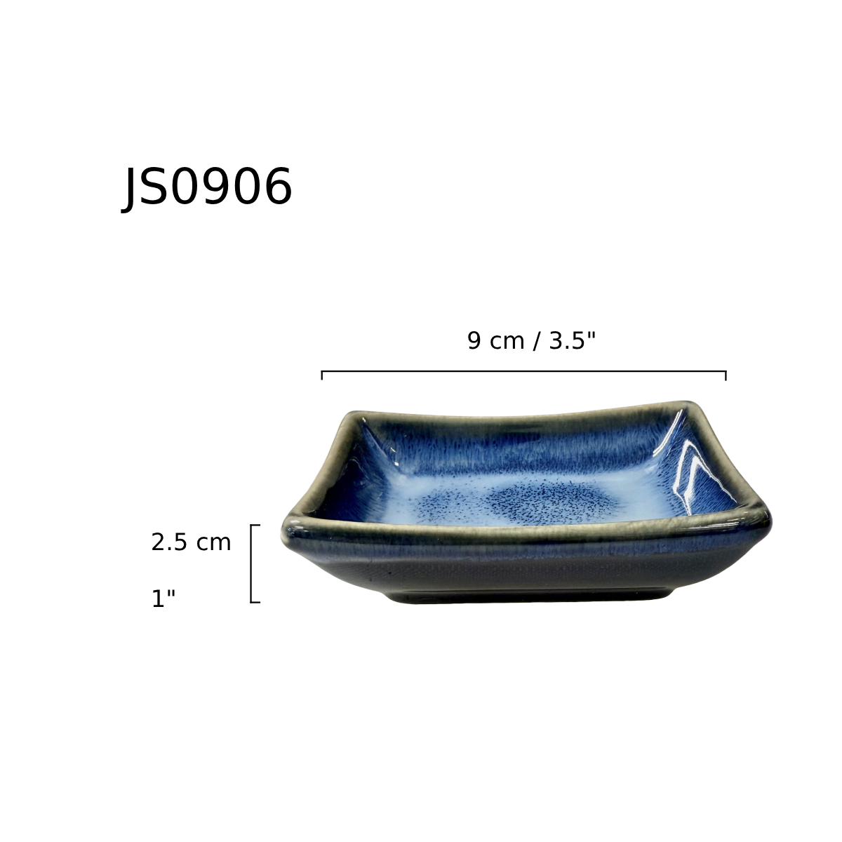 Chefco, 3.5" Japanese Style Blue Sauce Plate (JS0906) - Chefcoca