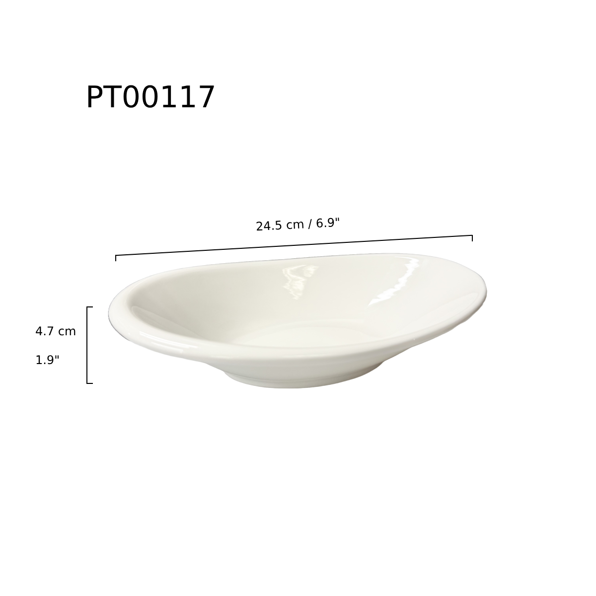 Chefco, 10" Porcelain Egg-Shaped Bowl - Ceramic, White (PT00117) - Chefcoca