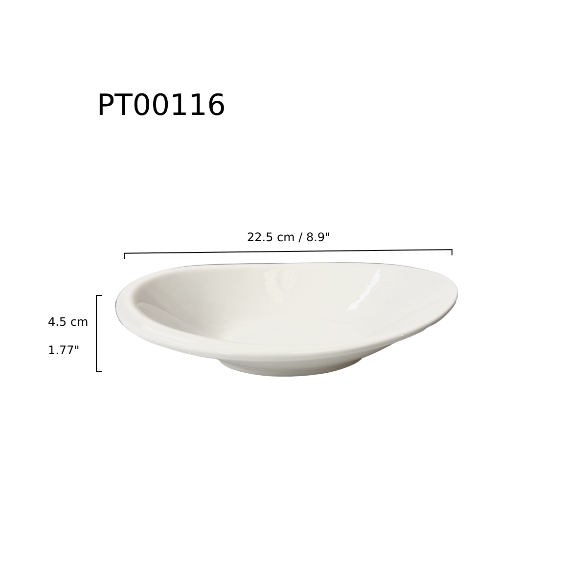 Chefco 9" Porcelain Egg-Shaped Bowl - Ceramic, White (PT00116)