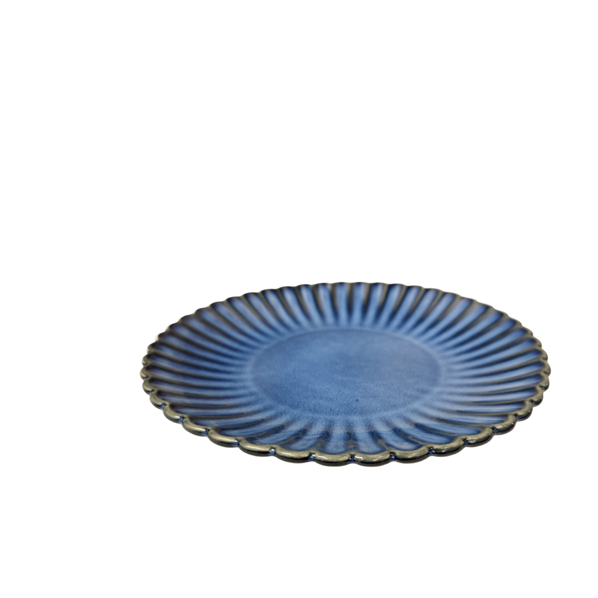 Chefco, 10" Dia Ceramic Dark Blue Round Flwoer SHaped Plate (JS2603) - Chefcoca