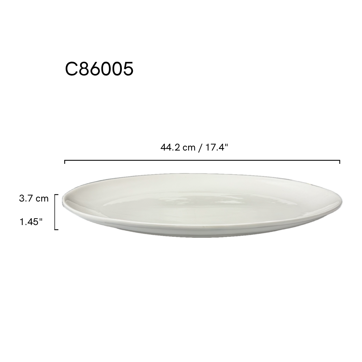 Chefco, 18" Porcelain Oval Plate - Ceramic, White (C86005)
