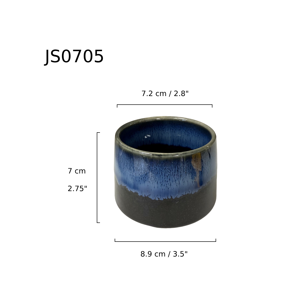 Chefco, 3.5" Dia Blue Tea Cup (JS0705) - Chefcoca