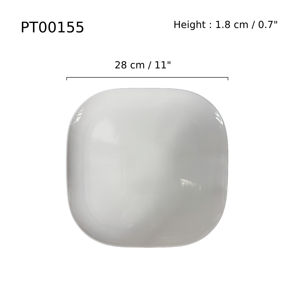 Chefco, 11" White Flat Square Plate - Ceramic White (PT00155) - Chefcoca